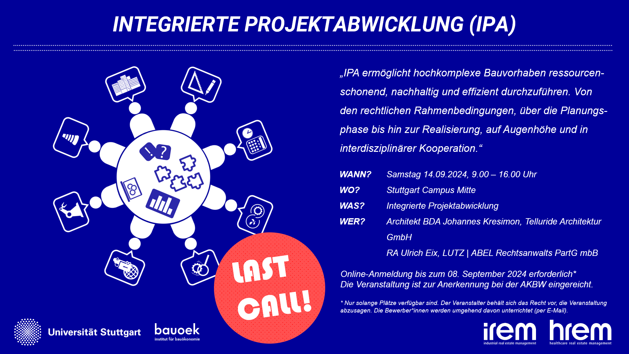 REM Sonderveranstaltung: Integrierte Projektabwicklung (IPA)