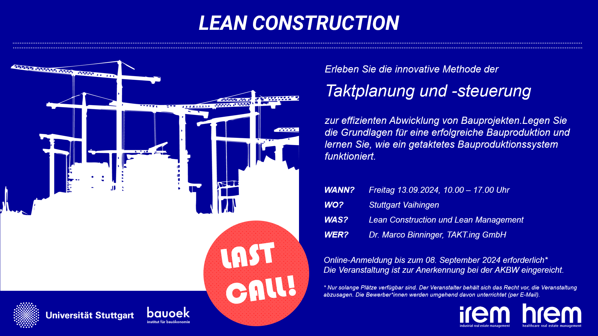 REM Sonderveranstaltung: Lean Construction und Lean Management